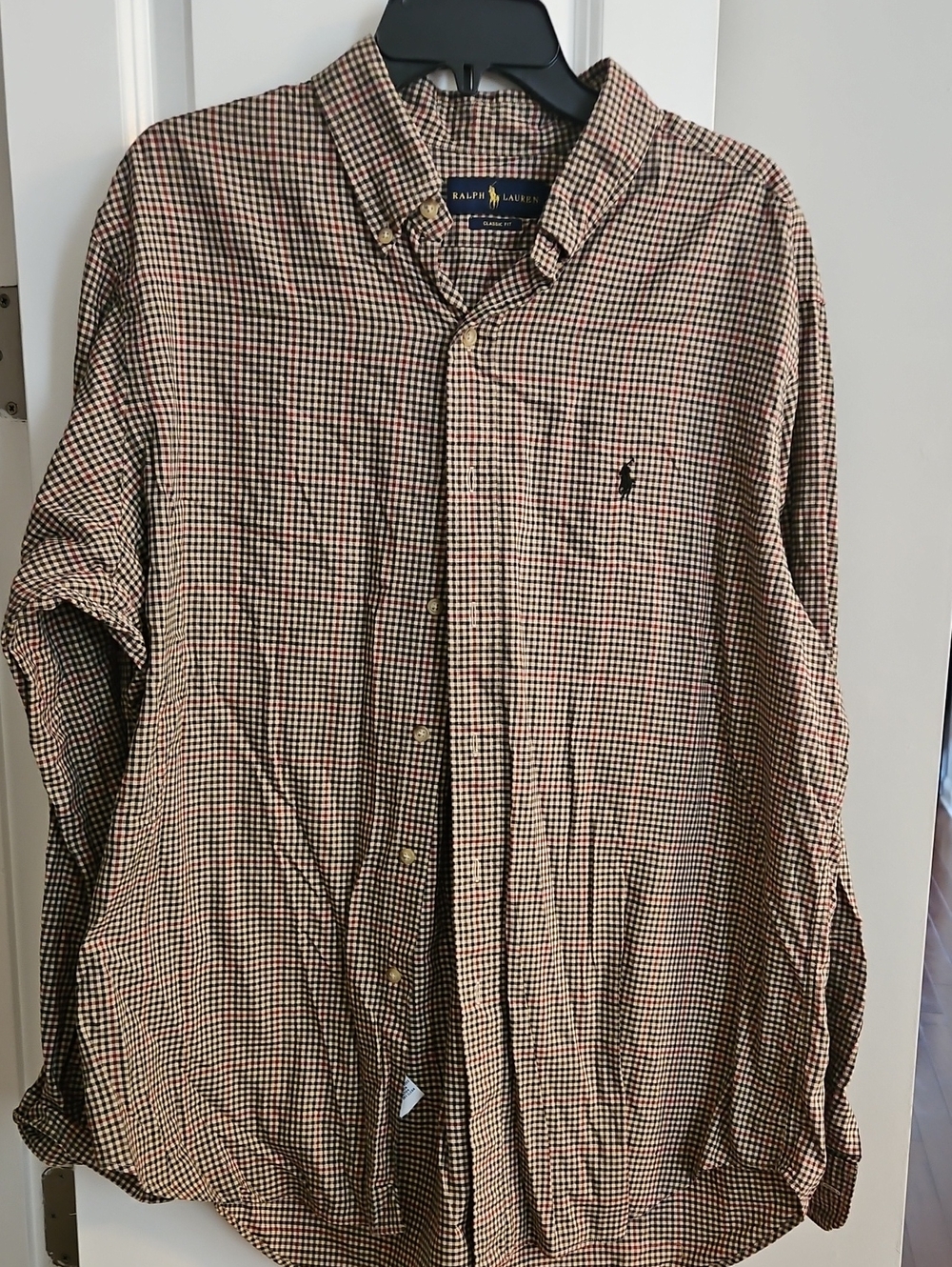Ralph Lauren Men’s Long-Sleeve Gingham Button-Down Shirt - Brown/Black/White
